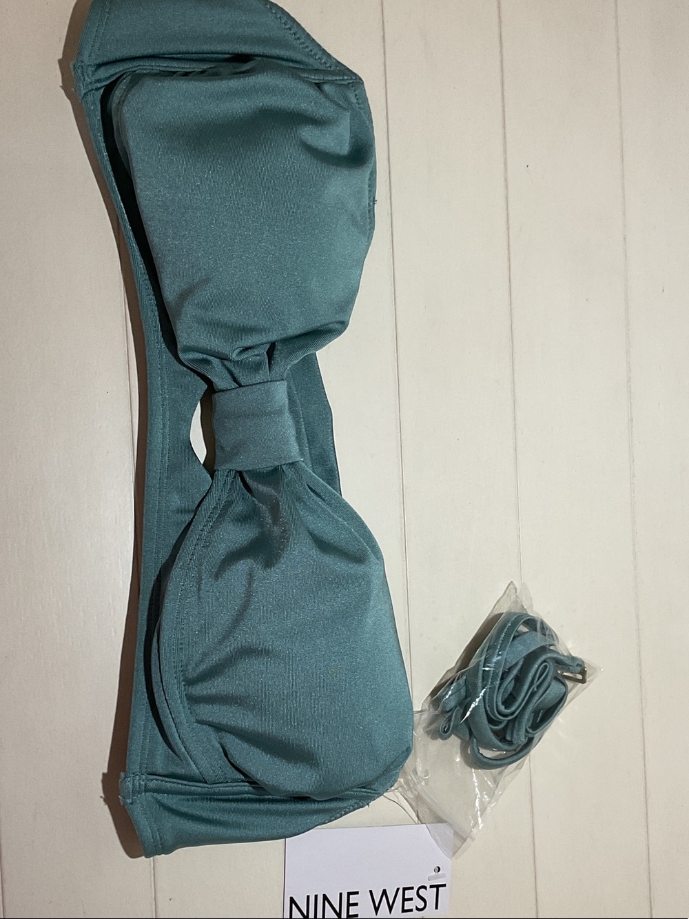 Nine West Teal Bandeau Bikini Top